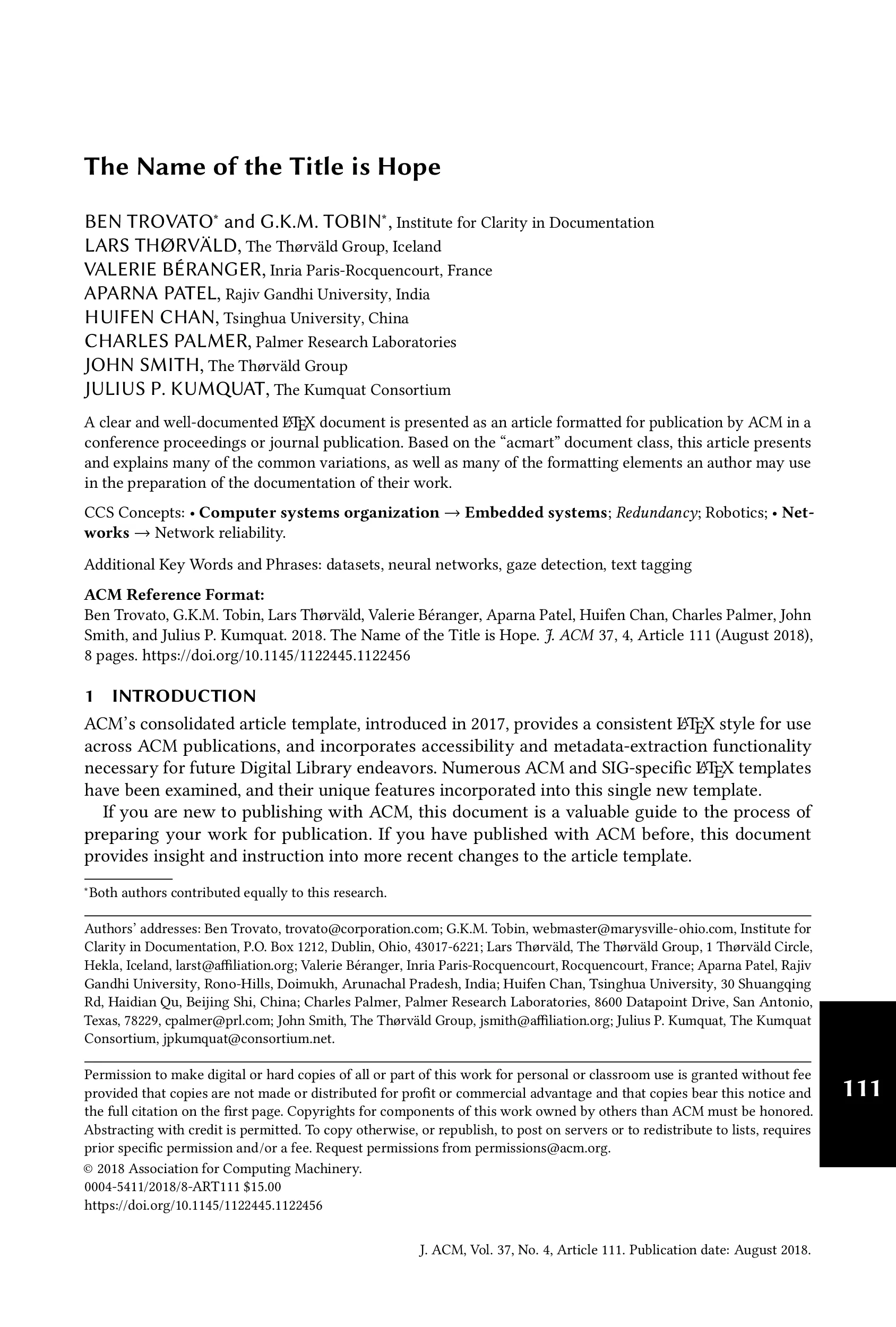 ACM Journal Article LaTeX template preview