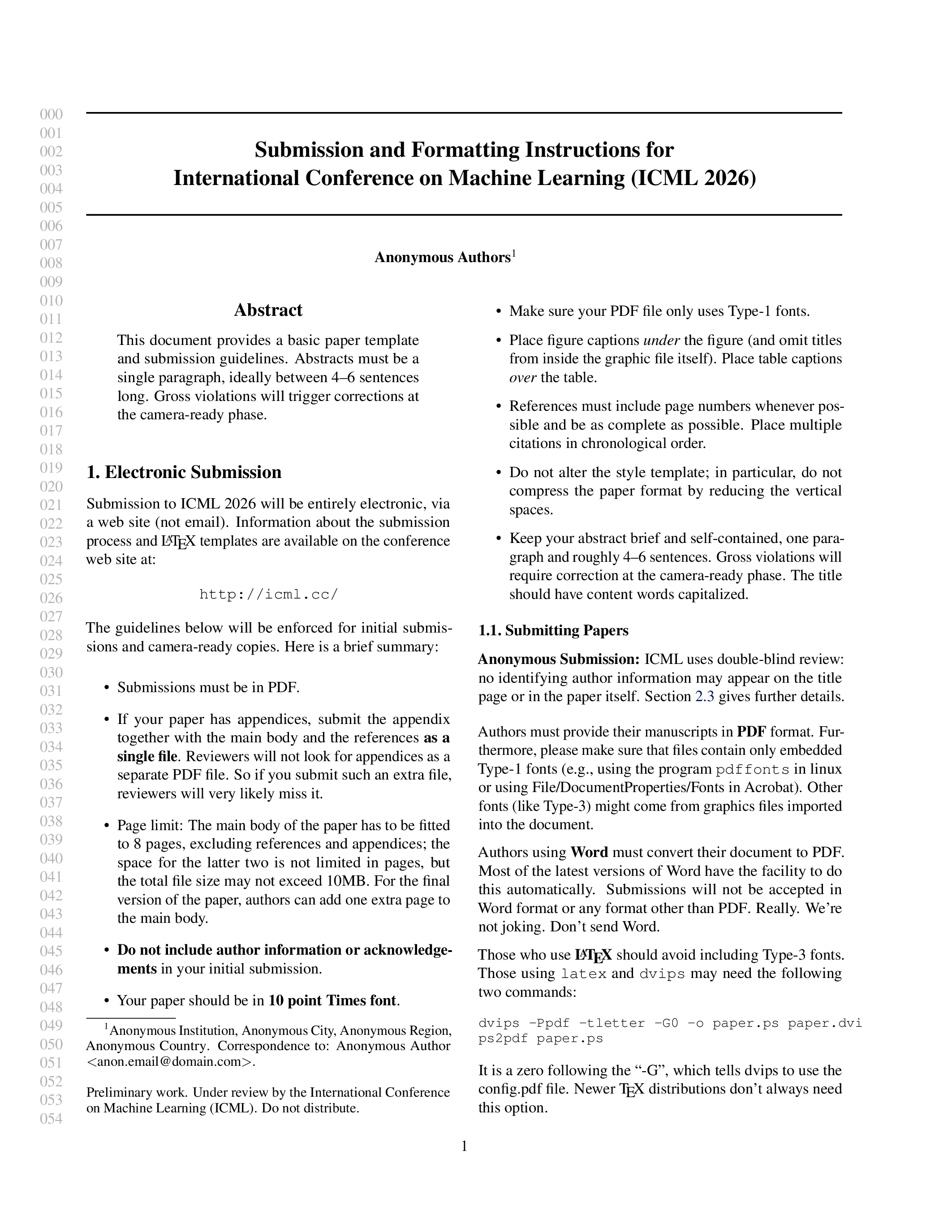ICML 2026 Conference Paper - LaTeX template preview