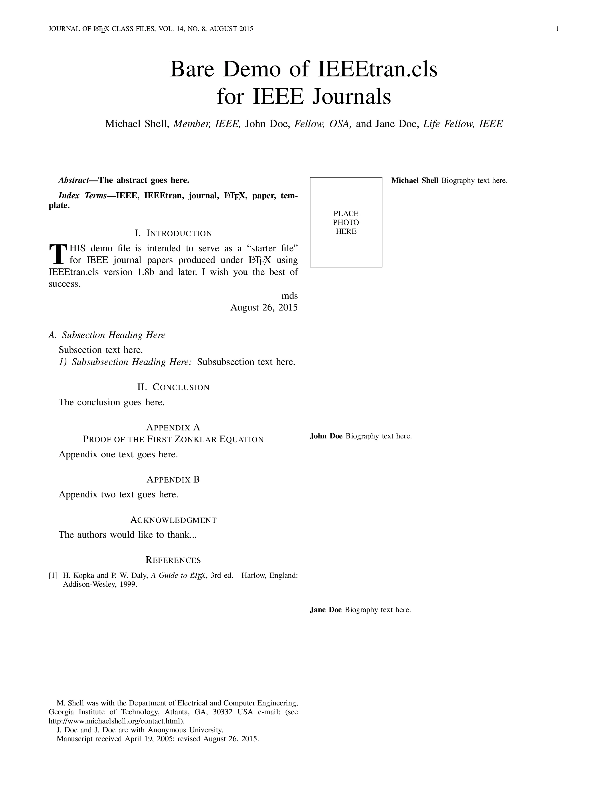 IEEE Transactions Template LaTeX template